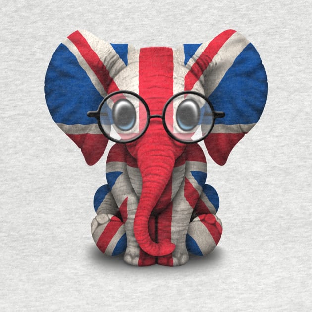 Baby Elephant with Glasses and British Flag by jeffbartels